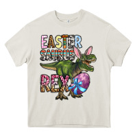 Cream Easter Saurus Rex Heavy Core Tee - OliviaCreatesArt