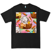 Black Easter Bunny With Hamper Seamless Pattern Premium Tee - BundleAndBundleShop