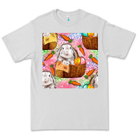 Dove Grey Easter Bunny With Hamper Seamless Pattern Premium Tee - BundleAndBundleShop