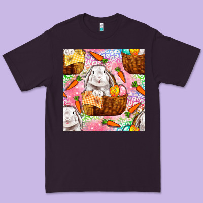 Easter Bunny With Hamper Seamless Pattern Premium Tee Designed By Bundleandbundleshop