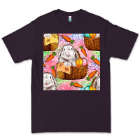 Plum Easter Bunny With Hamper Seamless Pattern Premium Tee - BundleAndBundleShop