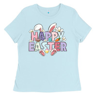 Baby Blue happy easter Ladies Tee - LillyAllenDesigns