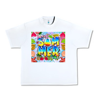 White Sweet Summer Time Urban Heavy Tee - CowhideDigitalArt
