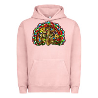 Pigment Salmon christmas rainbow with leopard cactus Urban Hoodie - RanaPortraitStore