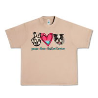 Burro Peace Love Boston Terrier Urban Heavy Tee - Jasminsmagicworld