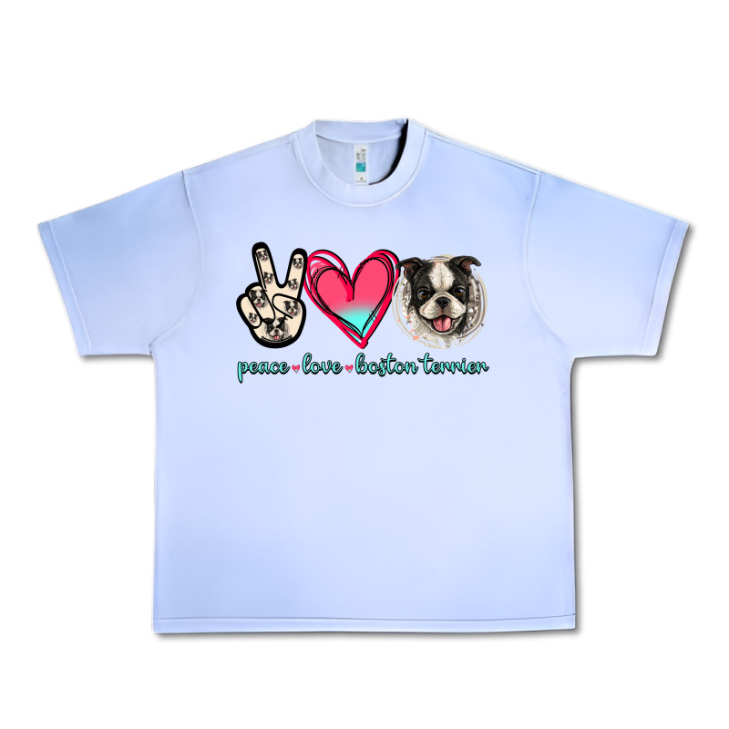 Peace Love Boston Terrier Urban Heavy Tee by Jasminsmagicworld | Teevron