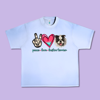 Peace Love Boston Terrier Urban Heavy Tee Designed By Jasminsmagicworld