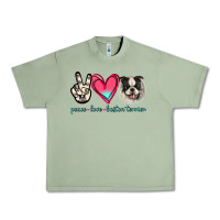 Oil Green Peace Love Boston Terrier Urban Heavy Tee - Jasminsmagicworld