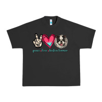 Pigment Black Peace Love Boston Terrier Urban Heavy Tee - Jasminsmagicworld