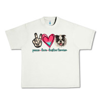 Pistachio Peace Love Boston Terrier Urban Heavy Tee - Jasminsmagicworld