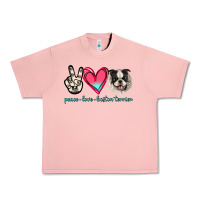 Salmon Peace Love Boston Terrier Urban Heavy Tee - Jasminsmagicworld