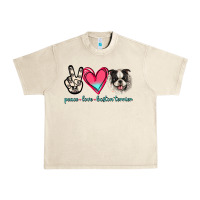Sandshell Peace Love Boston Terrier Urban Heavy Tee - Jasminsmagicworld