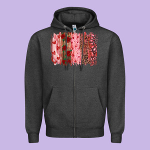 Valentine's Day Brushstrokes Zipper Hoodie Designed By Ranaportraitstore