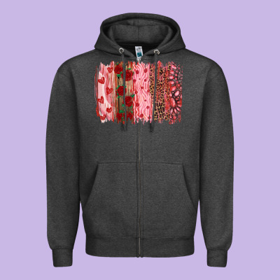 Valentine's Day Brushstrokes Zipper Hoodie Designed By Ranaportraitstore