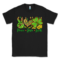 Black St. Patrick's Day Peace love luck Classic Tee - OliviaCreatesArt