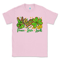 Bubblegum Pink St. Patrick's Day Peace love luck Classic Tee - OliviaCreatesArt