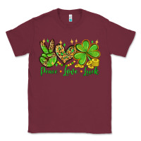 Burgundy St. Patrick's Day Peace love luck Classic Tee - OliviaCreatesArt