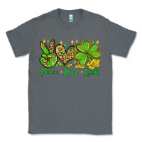 Charcoal Heather St. Patrick's Day Peace love luck Classic Tee - OliviaCreatesArt