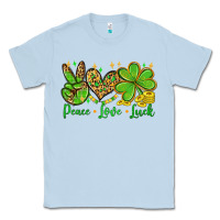 Dusty Blue St. Patrick's Day Peace love luck Classic Tee - OliviaCreatesArt