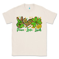 Natural St. Patrick's Day Peace love luck Classic Tee - OliviaCreatesArt