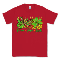 Red St. Patrick's Day Peace love luck Classic Tee - OliviaCreatesArt