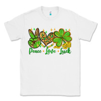White St. Patrick's Day Peace love luck Classic Tee - OliviaCreatesArt