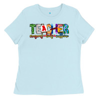 Baby Blue Teacher Cryons Kids Caffeine Ladies Tee - CowhideDigitalArt