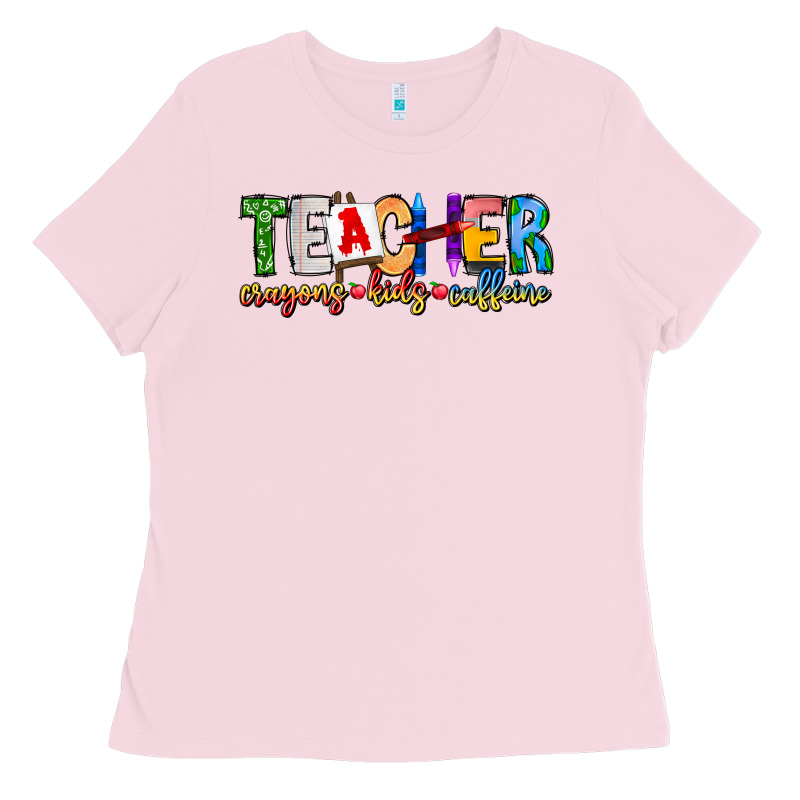 Teacher Cryons Kids Caffeine Ladies Tee by CowhideDigitalArt | Teevron