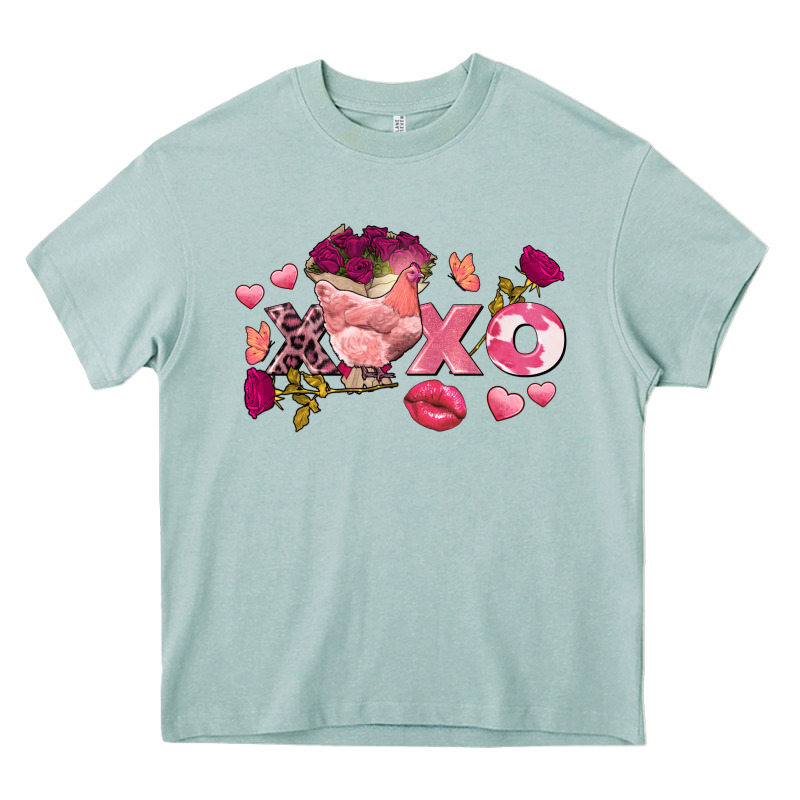Chicken Valentine's Day Xoxo Heavy Core Tee by FaDigitalArtStudio | Teevron