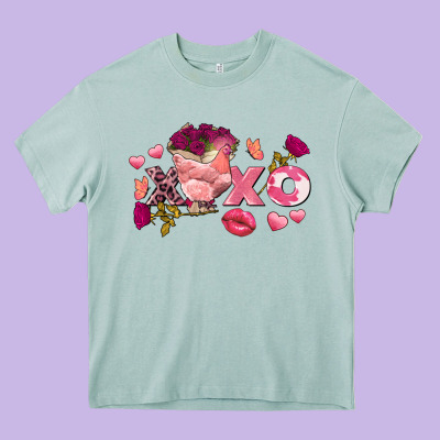 Chicken Valentine's Day Xoxo Heavy Core Tee Designed By Fadigitalartstudio