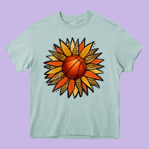 Basketball Sunflower Heavy Core Tee Designed By Jasminsmagicworld