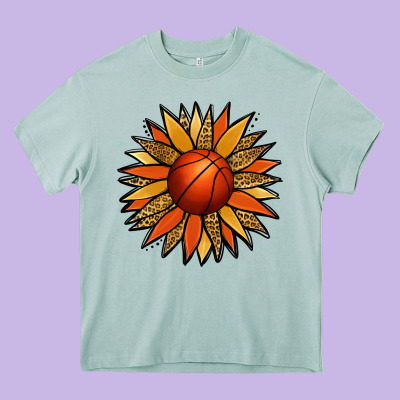 Basketball Sunflower Heavy Core Tee Designed By Jasminsmagicworld