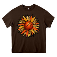 Chocolate Brown Basketball Sunflower Heavy Core Tee - Jasminsmagicworld