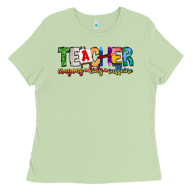 Teacher Cryons Kids Caffeine Ladies Tee by CowhideDigitalArt | Teevron