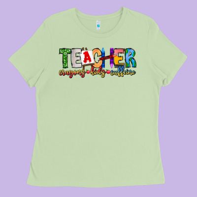 Teacher Cryons Kids Caffeine Ladies Tee Designed By Cowhidedigitalart