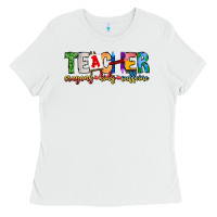 White Teacher Cryons Kids Caffeine Ladies Tee - CowhideDigitalArt