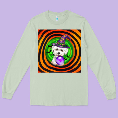 Halloween Bichons Frise Dog Long Sleeve Tee Designed By Lillyallendesigns