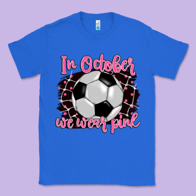 In October We Wear Pink Soccer Classic Tee Designed By Barkaloodesign