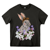 Easter Day Flowers Bunny Heavy Core Tee | Teevron