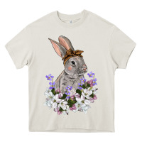 Cream Easter Day Flowers bunny Heavy Core Tee - OliviaCreatesArt