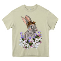 Mossy Easter Day Flowers bunny Heavy Core Tee - OliviaCreatesArt