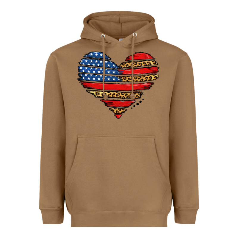 American Leopard Brushstroke Heart Heavyweight Hoodie by Jasminsmagicworld | Teevron