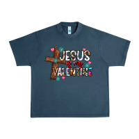 Midnight Navy jesus is my valentine Urban Heavy Tee - CowhideDigitalArt