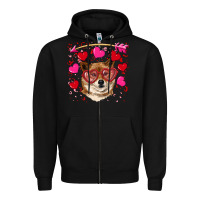 Black valentine's shiba inu Zipper Hoodie - RanaPortraitStore