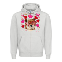 Dove Grey valentine's shiba inu Zipper Hoodie - RanaPortraitStore