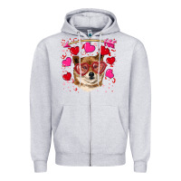 Heather Grey valentine's shiba inu Zipper Hoodie - RanaPortraitStore