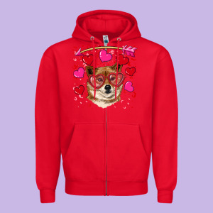 Valentine's Shiba Inu Zipper Hoodie Designed By Ranaportraitstore