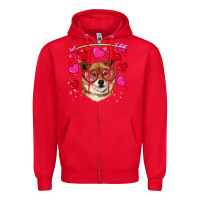 Red valentine's shiba inu Zipper Hoodie - RanaPortraitStore