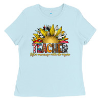 Baby Blue Teacher Ladies Tee - CowhideDigitalArt