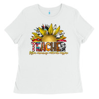 White Teacher Ladies Tee - CowhideDigitalArt